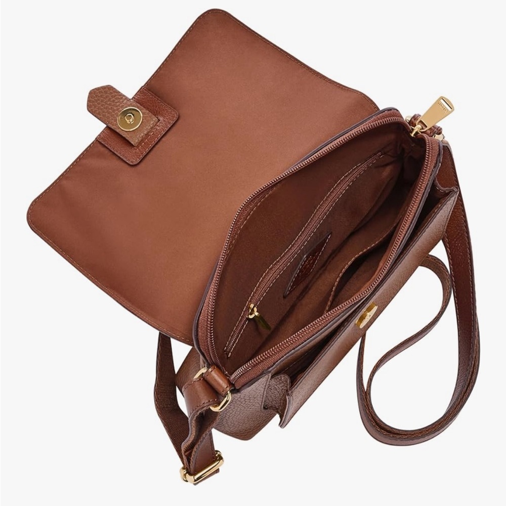 NEW Fossil Kinley Brown Leather Small Crossbody Purse - Picture 3 of 9